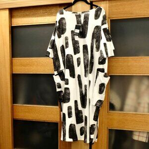 MATTHILDUR~Pima Cotton T Dress in BLACK & WHITE PRINT INCA PRINT NWT